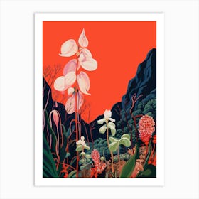 Boho Wildflower Painting Indian Pipe 3 Art Print