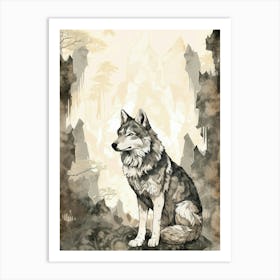 Himalayan Wolf Vintage Japanese 3 Art Print