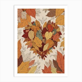 Autumn Leaves Heart 7 Art Print