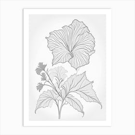 Hibiscus Herb William Morris Inspired Line Drawing 3 Art Print