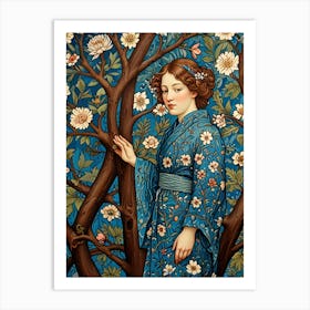 William Morris Girl In A Blue Dress Art Print