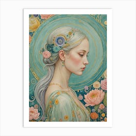 Pastel Floral Woman Art Print