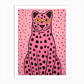 Pink Polka Dot Cougar 6 Art Print