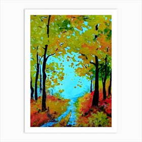 Autumn Road By Person Art Print