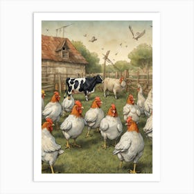 Chickens On The Farm Art Print