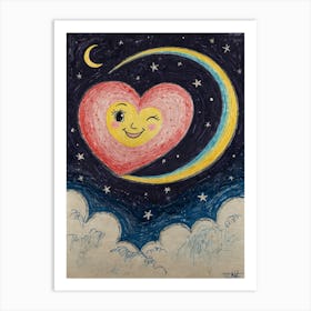 Heart And Moon Art Print