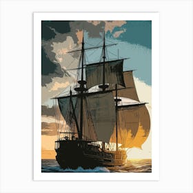 Nautical Pirate Ship Affiche