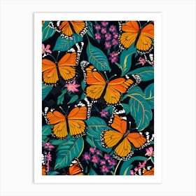 Seamless Pattern With Butterflies 9 Art Print