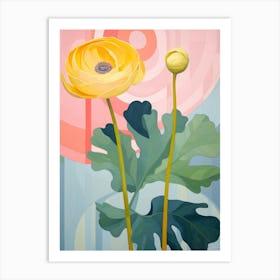 Ranunculus 2 Hilma Af Klint Inspired Pastel Flower Painting Art Print