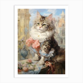 Rococo Style Cat Relaxing In The City Art Print