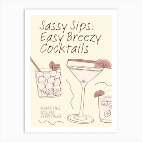 Sassy Sip Easy Breezy Cocktails Art Print