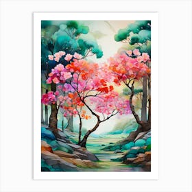 Cherry Blossoms In The Forest Art Print