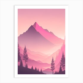 Misty Mountains Vertical Background In Pink Tone 101 Art Print