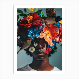 Flowers On The Head Art Print