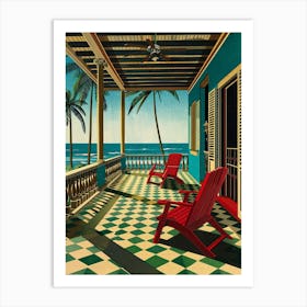 Porch On The Beach Art Print