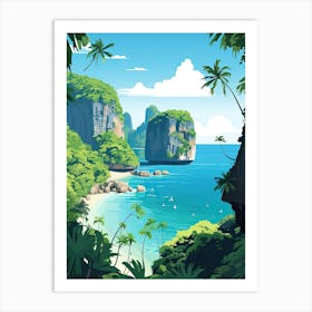 Phuket, Thailand, Flat Illustration 3 Art Print