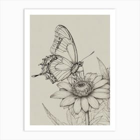 Butterfly On A Flower 1 Art Print