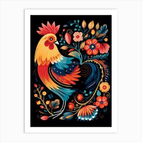 Folk Bird Illustration Chicken 5 Art Print
