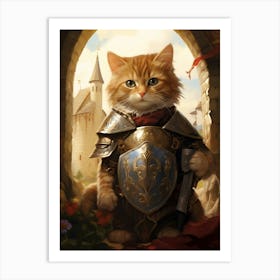 Cute Cat In Medieval Armour 3 Art Print