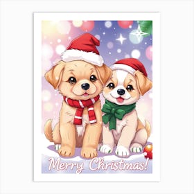 Christmas Puppies Dog Lover Art Print