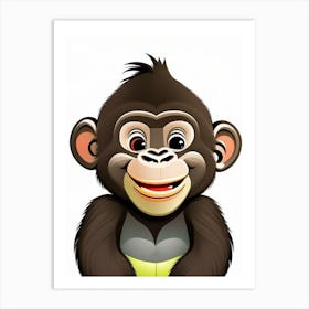 Baby Gorilla Smiling, Gorillas Scandi Cartoon 2 Art Print