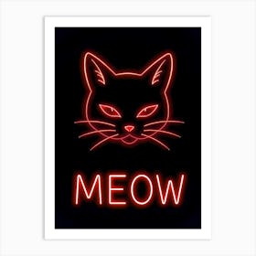 Neon Whiskers: Meow Neon Sign Art Print