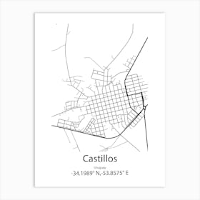 Castillos,Uruguay Minimalist Map Art Print