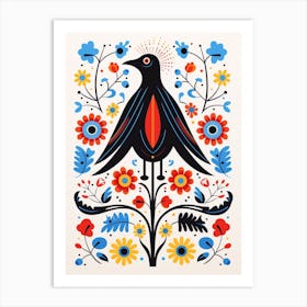 Scandinavian Bird Illustration Crow 2 Art Print