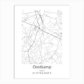 Oostkamp,Belgium Minimalist Map Art Print