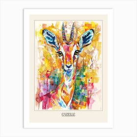 Gazelle Colourful Watercolour 4 Poster Art Print