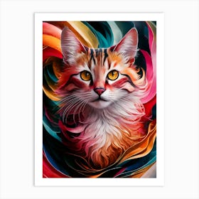 Abstract Cat Painting Art Print