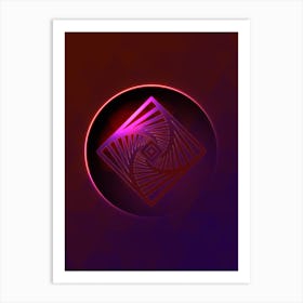 Geometric Neon Glyph on Jewel Tone Triangle Pattern 127 Art Print