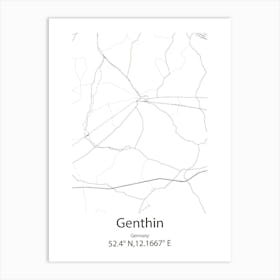 Genthin,Germany Minimalist Map Art Print