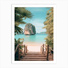 Railay Beach Krabi Thailand Turquoise And Pink Tones 1 Art Print