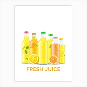 Fresh Juice Bottles Art Print