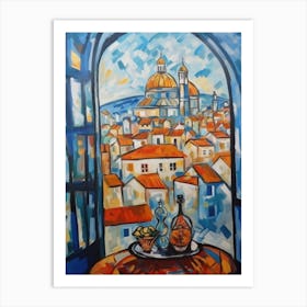 Window View Of Lisbon Portugal In The Style Of Cubism 4 Art Print