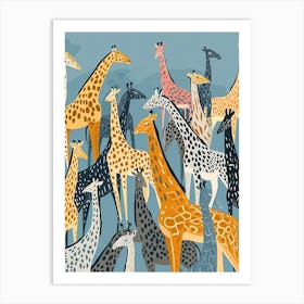 Kitsch Giraffe Illustrative Pattern 2 Art Print