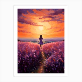 Sunset In The Lavender Field Art Print