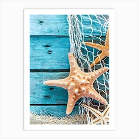 Starfish In Net 1 Art Print