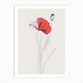 Poppy Floral Minimal Line Drawing 1 Flower Art Print