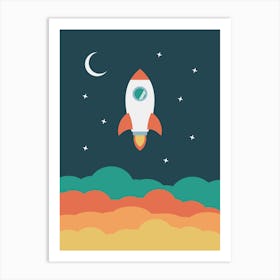 Rocket Ship - Kids Space Art Print