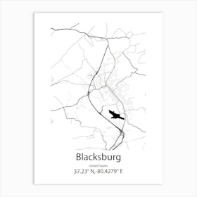 Blacksburg,United States Minimalist Map 1 Art Print