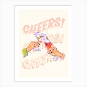 Cheers Cocktail Illustration Bar Cart Art Print