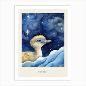 Baby Ostrich 2 Sleeping In The Clouds Nursery Poster Art Print