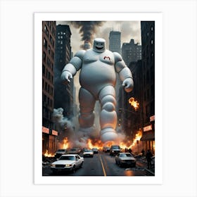 Giant Monster Unleashes Havoc in the City Art Print