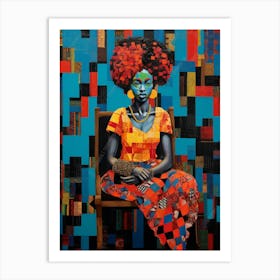 Afro Patchwork Portrait 7 Art Print