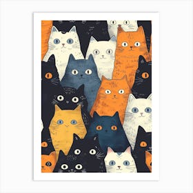 Perfectly Repeatable Artwork With Cute Cat Faces 27 Art Print