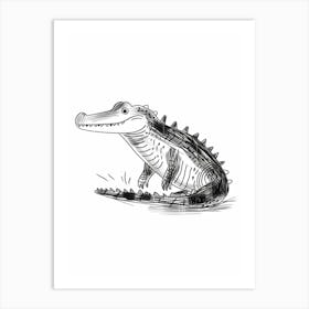 B&W Crocodile Art Print