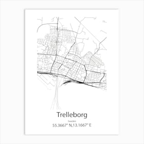 Trelleborg,Sweden Minimalist Map Art Print