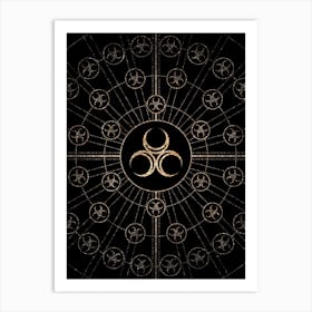 Geometric Glyph Radial Array in Glitter Gold on Black n.0405 Art Print